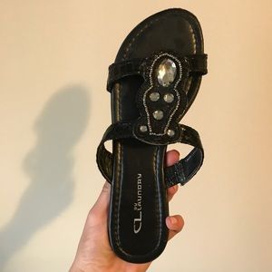 Embellished black sandals